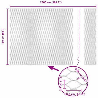 Hexagonzaun Silber 1.6 x 25 m Verzinkter Stahl