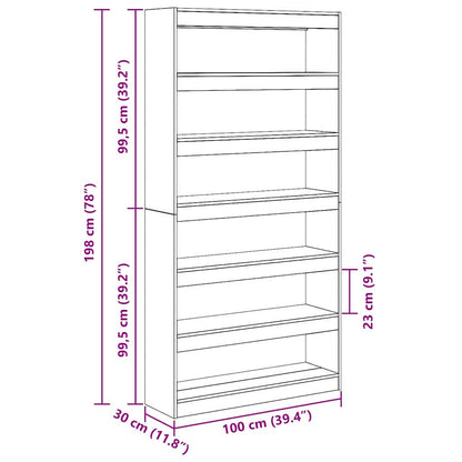 Bücherregal Graues Sonoma 100 x 30 x 198 cm Holzwerkstoff