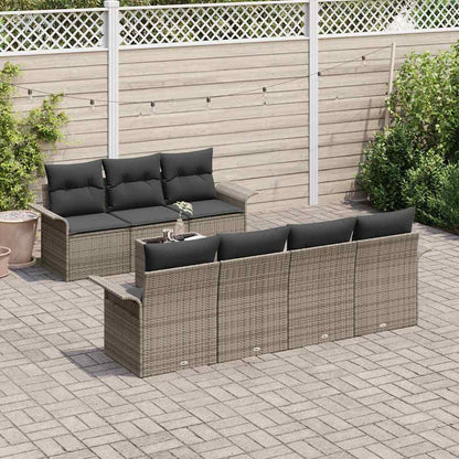Gartensofa-set mit Kissen 8 pcs Grau Poly-Rattan