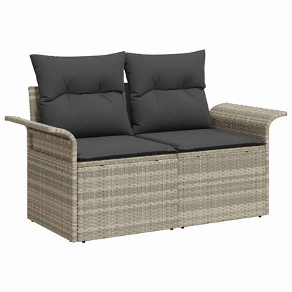 Gartensofa-set mit Kissen 8 pcs Hellgrau Poly-Rattan