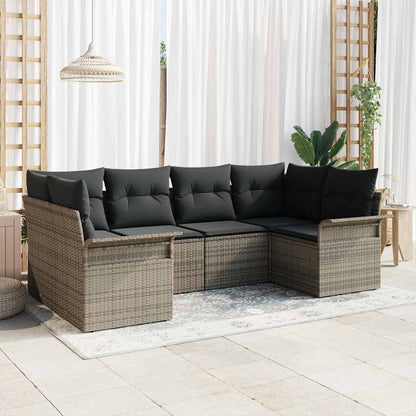 Gartensofa-set mit Kissen 6 pcs Grau Poly-Rattan