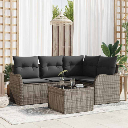 Gartensofa-set Grau Poly-Rattan