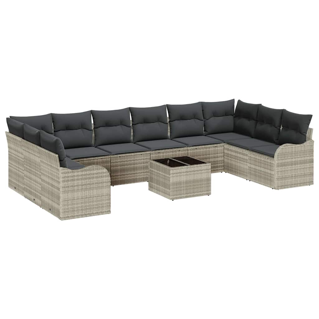 Gartensofa-set Hellgrau Poly-Rattan