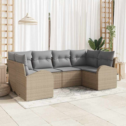 Gartensofa-set mit Kissen 6 pcs Beige Poly Rattan