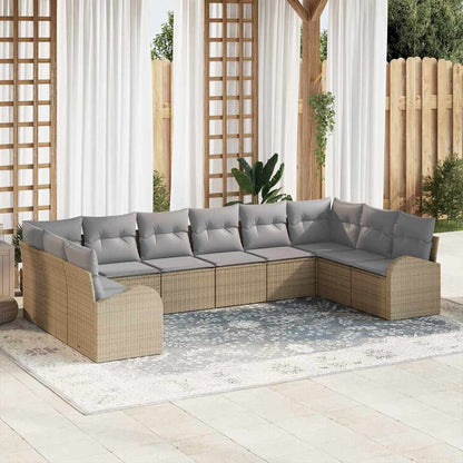 Sofa Set mit Kissen 10 pcs Beige Polyrattan