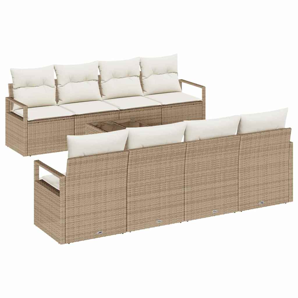 Sofa Set mit Kissen 7 pcs Beige und Creme Poly Rattan