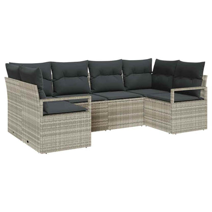 Sofa Set mit Kissen 6 pcs Hellgrau Poly Rattan