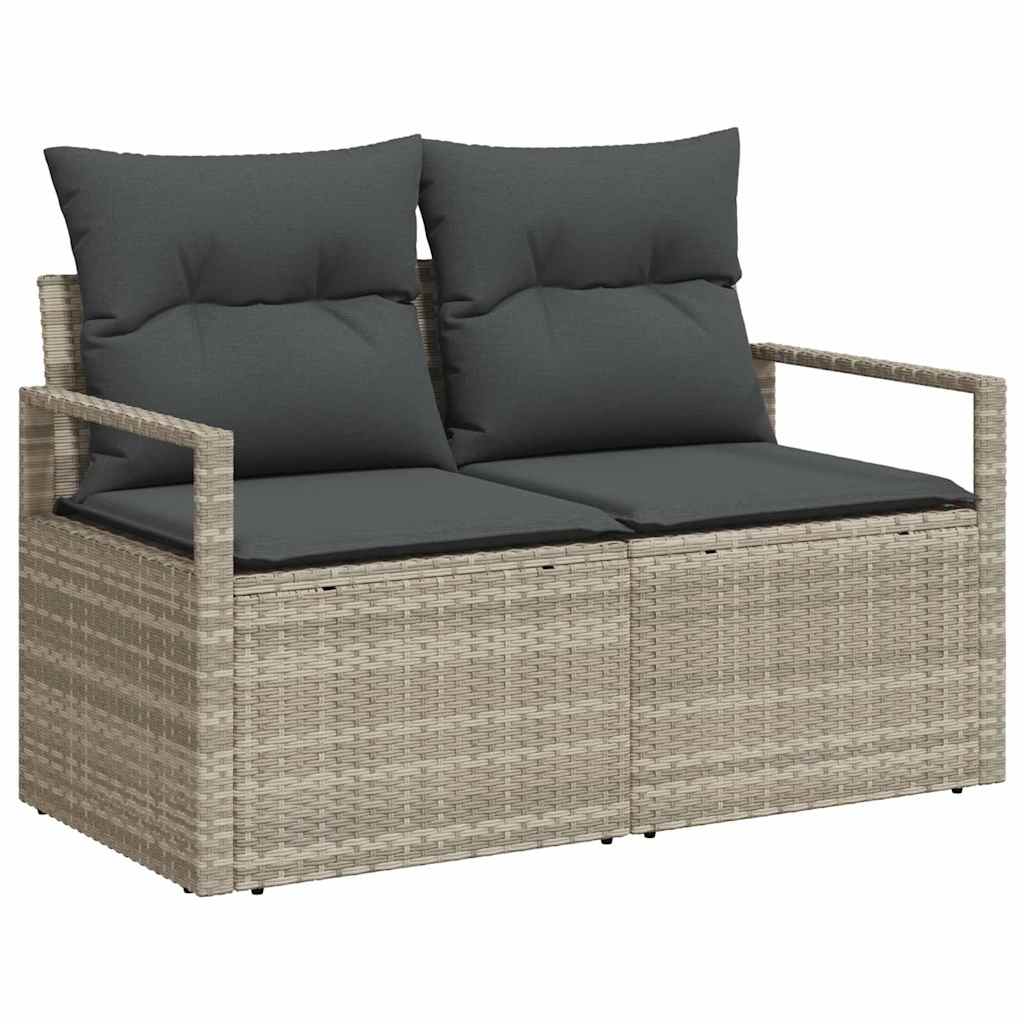 Sofa Set mit Kissen 6 pcs Hellgrau Poly Rattan
