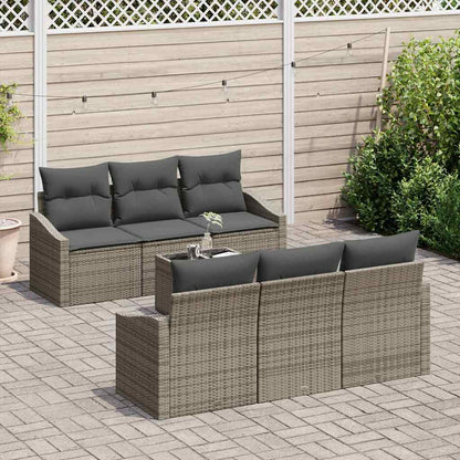 Sofa Set mit Kissen mit Kissen 7 pcs Grau Poly-Rattan