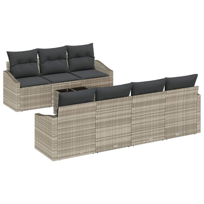 Sofa Set mit Kissen mit Kissen 8 pcs Hellgrau Poly-Rattan