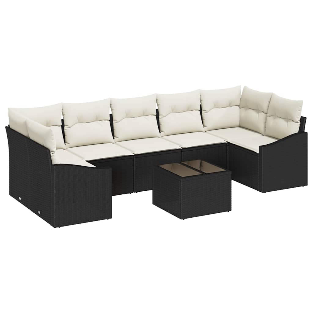 Sofa Set Schwarz und Creme 55 x 55 x 37 cm Poly-Rattan