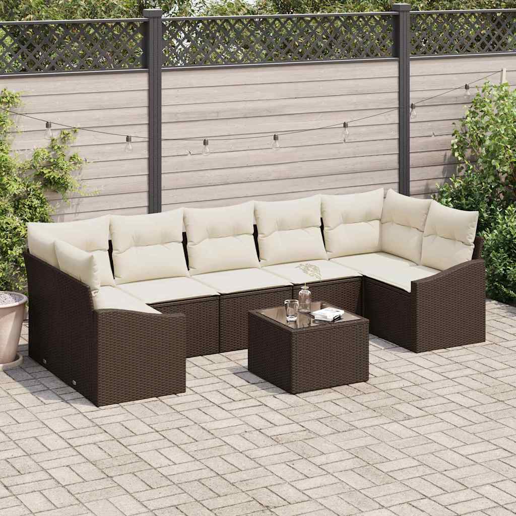 Sofa Set mit Kissen Braun und Creme 55 x 55 x 37 cm Poly Rattan