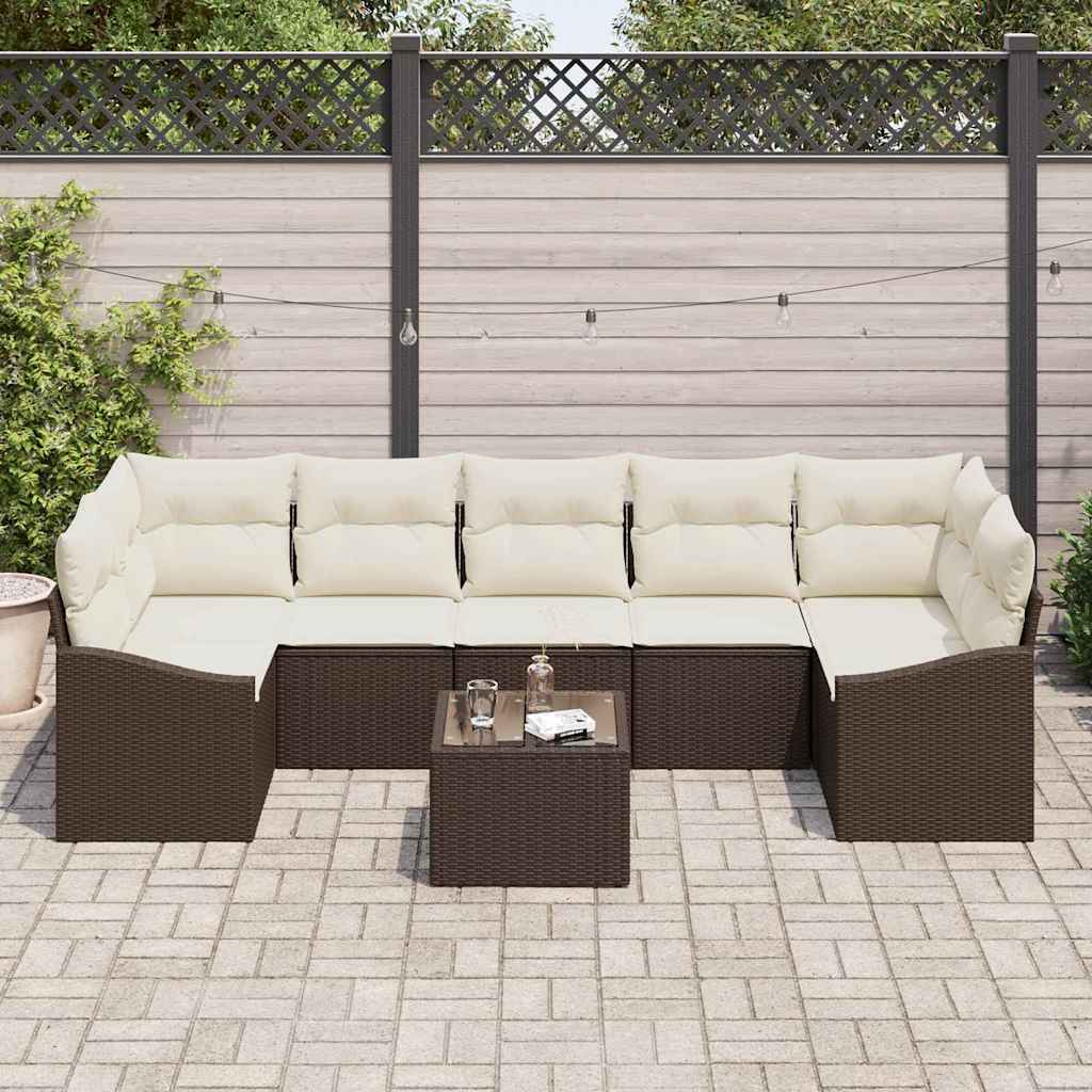 Sofa Set mit Kissen Braun und Creme 55 x 55 x 37 cm Poly Rattan