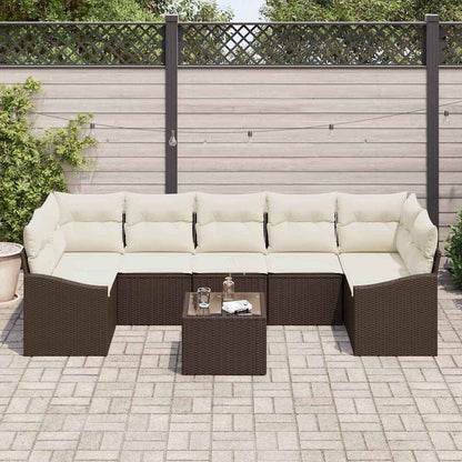 Sofa Set mit Kissen Braun und Creme 55 x 55 x 37 cm Poly Rattan
