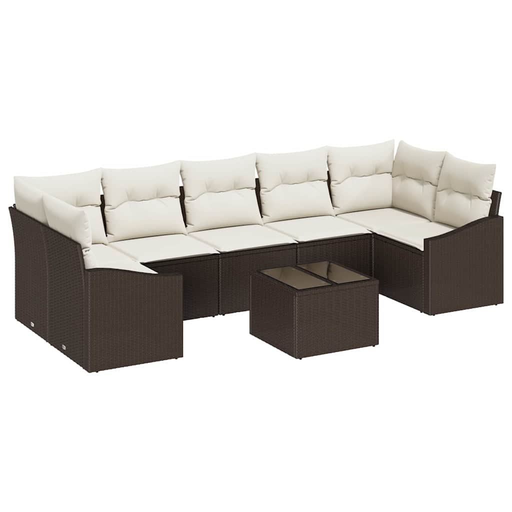 Sofa Set mit Kissen Braun und Creme 55 x 55 x 37 cm Poly Rattan