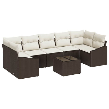Sofa Set mit Kissen Braun und Creme 55 x 55 x 37 cm Poly Rattan