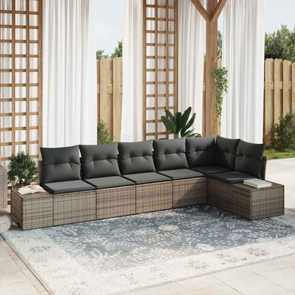 Gartensofa-set mit Kissen 6 pcs Grau Poly-Rattan