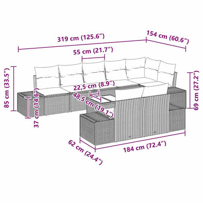 Gartensofa-set mit Kissen 9 pcs Schwarz Poly-Rattan