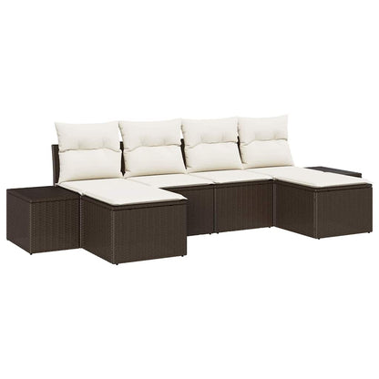 Gartensofa-set mit Kissen 6 pcs Braun Poly-Rattan