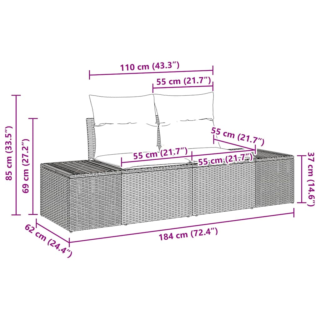 Gartensofa-set mit Kissen 6 pcs Hellgrau Poly-Rattan