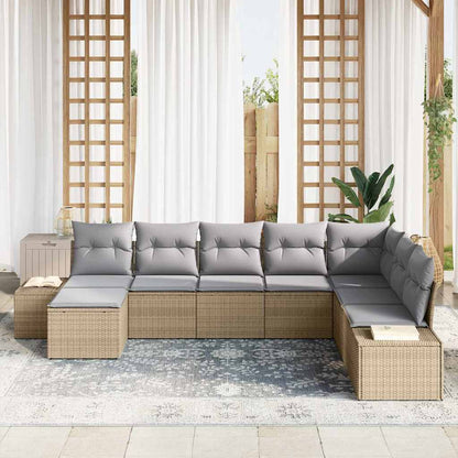 Gartensofa-set mit Kissen 8 pcs Poly-Rattan