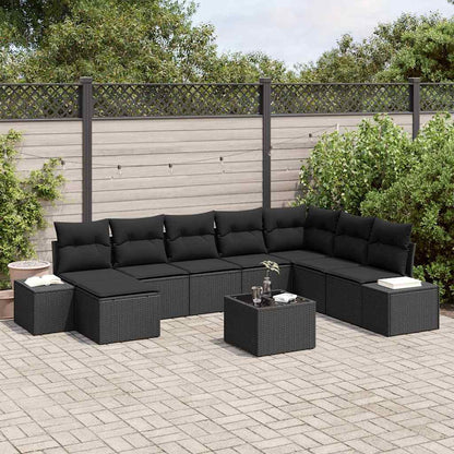 Gartensofa-set mit Kissen 9 pcs Poly-Rattan