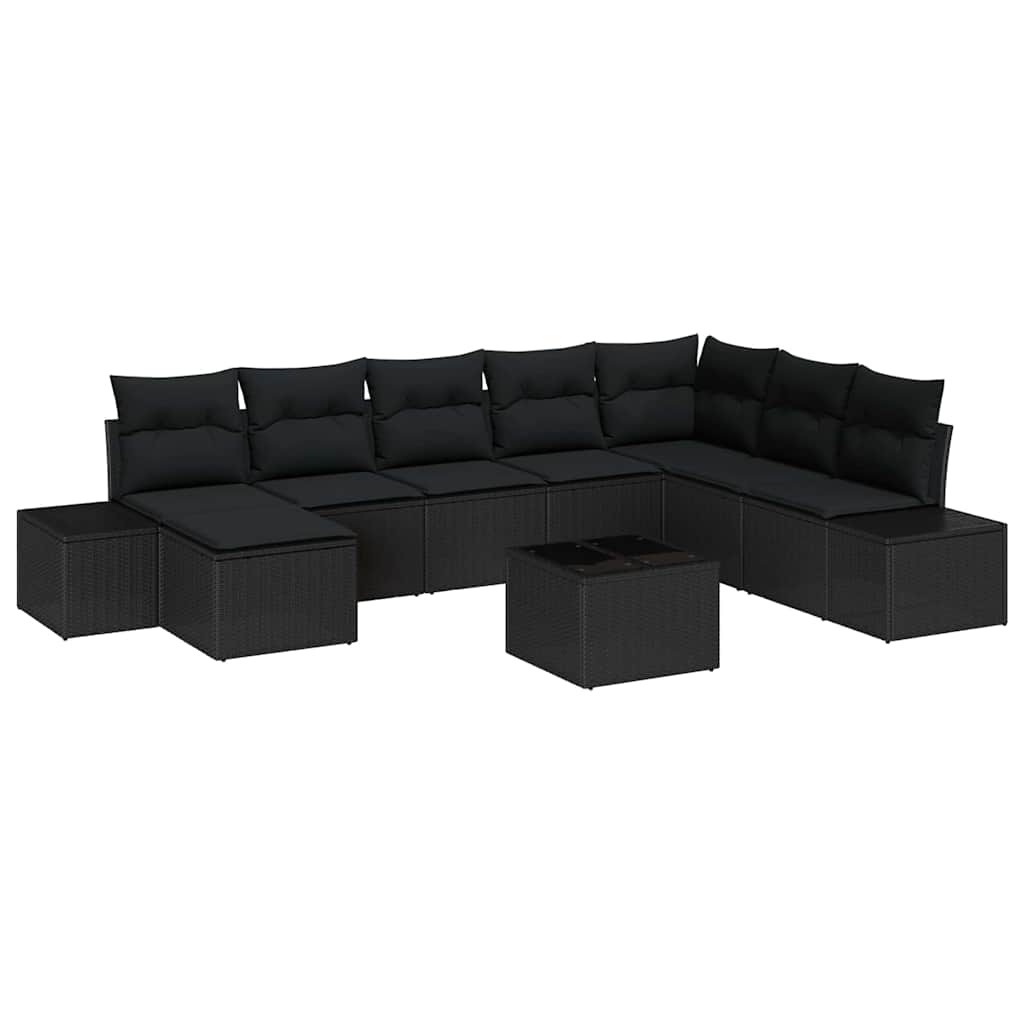 Gartensofa-set mit Kissen 9 pcs Poly-Rattan