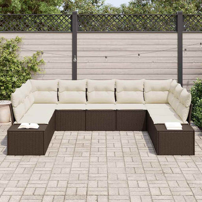 Gartensofa-set mit Kissen 9 pcs Braun Poly-Rattan