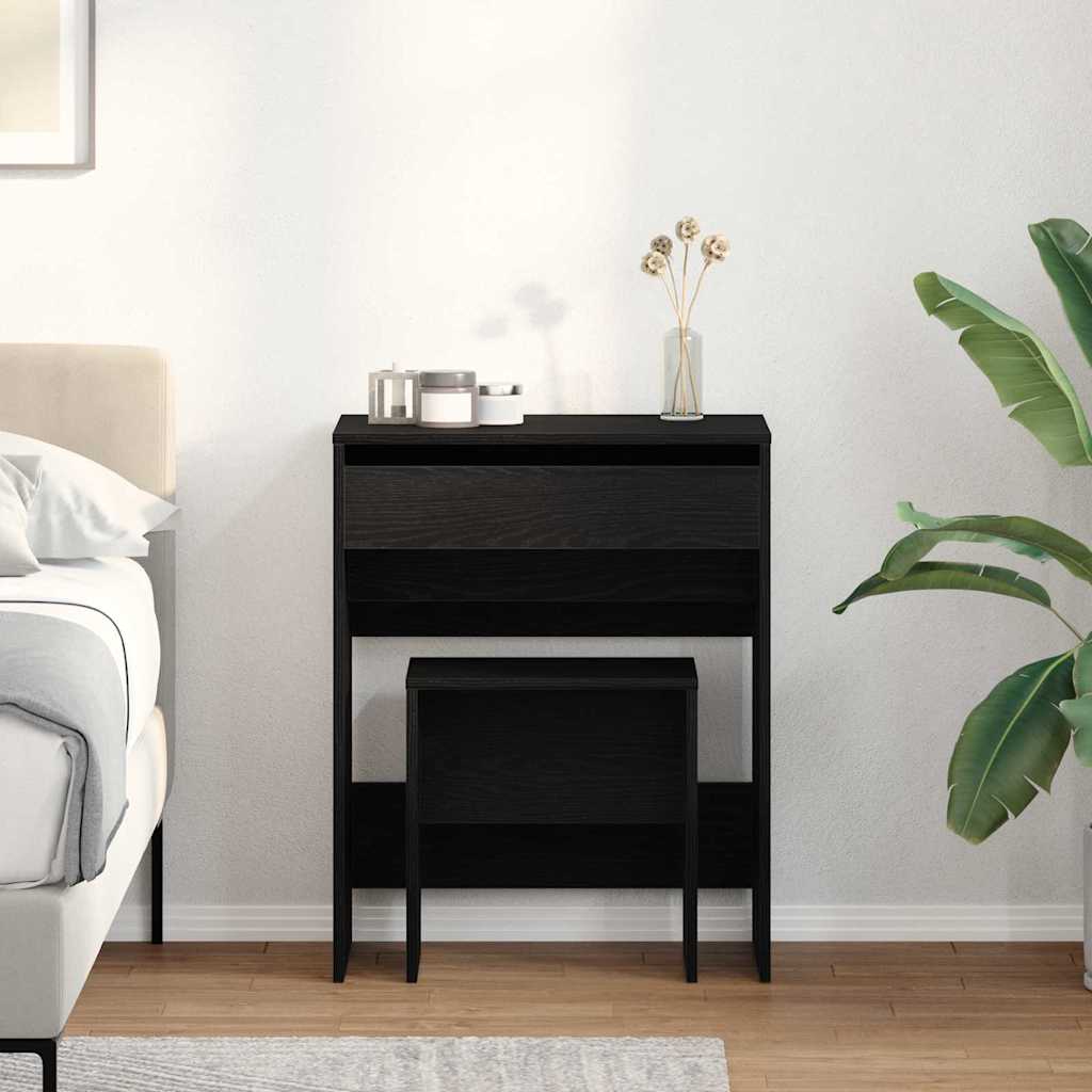 Schminktisch Schwarz Eichen-Optik 60 x 40 x 75 cm Holzwerkstoff