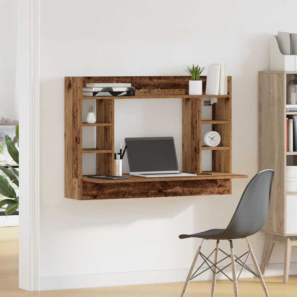 Wandtisch mit Regal Altholz 105 x 48 x 75 cm Holzwerkstoff