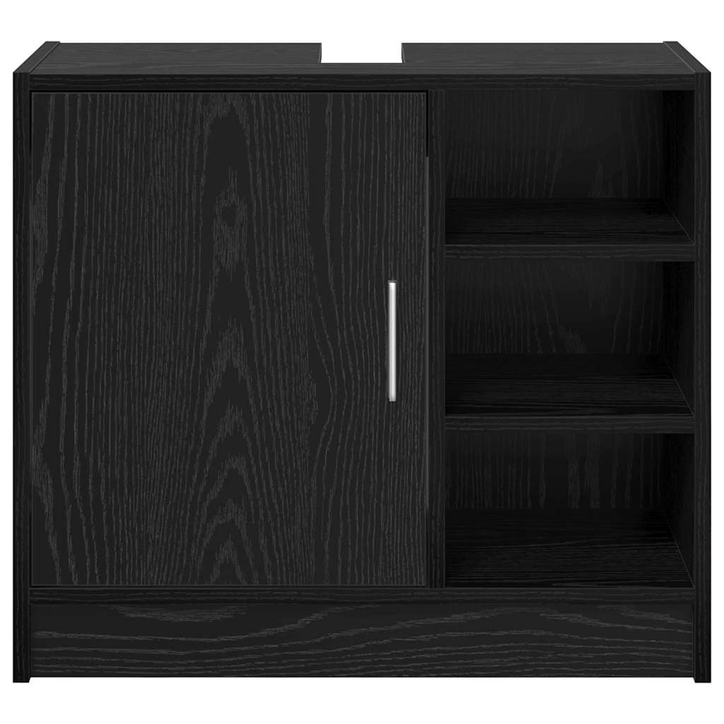 Badezimmerschrank mit Tür Schwarz Eichen-Optik 63 x 29 x 55 cm