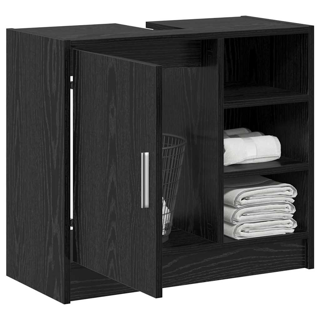Badezimmerschrank mit Tür Schwarz Eichen-Optik 63 x 29 x 55 cm
