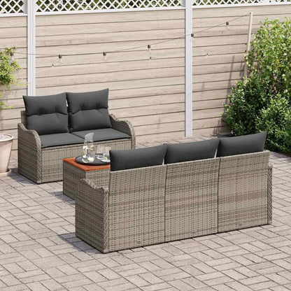 Gartensofa-set mit Kissen 6 pcs Grau Poly-Rattan