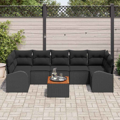 Gartensofa-set mit Kissen 8 pcs Schwarz Poly-Rattan