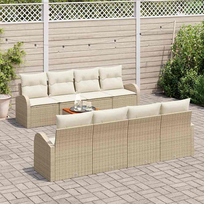 Gartensofa-set mit Kissen 9 pcs Beige Poly-Rattan