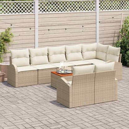 Gartensofa-set mit Kissen 9 pcs Beige Poly-Rattan