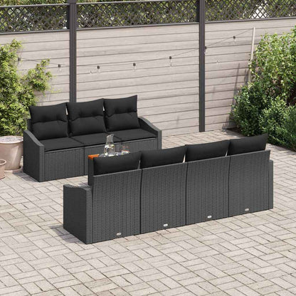 Gartensofa-set mit Kissen 8 pcs Schwarz Poly-Rattan