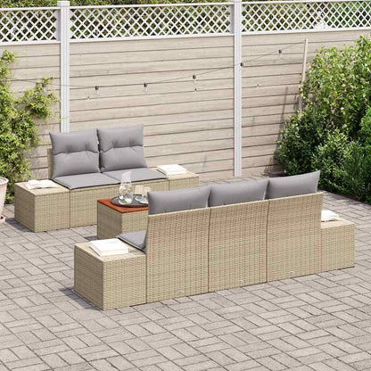 Gartensofa-set mit Kissen 6 pcs Beige Poly-Rattan