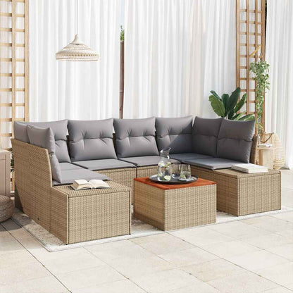 Gartensofa-set mit Kissen 7 pcs Beige Poly-Rattan