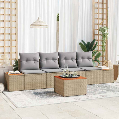 Gartensofa-set mit Kissen 5 pcs Beige Poly Rattan