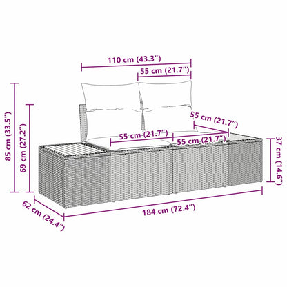 Gartensofa-set mit Kissen 7 pcs Beige Poly Rattan