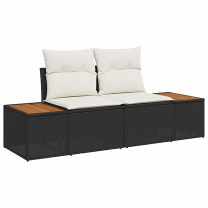 Gartensofa-set mit Kissen 6 pcs Schwarz Poly-Rattan