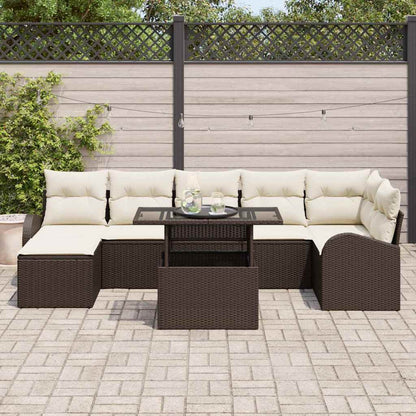 Garten-Sofa-Set mit Kissen 8 pcs Braun und Creme