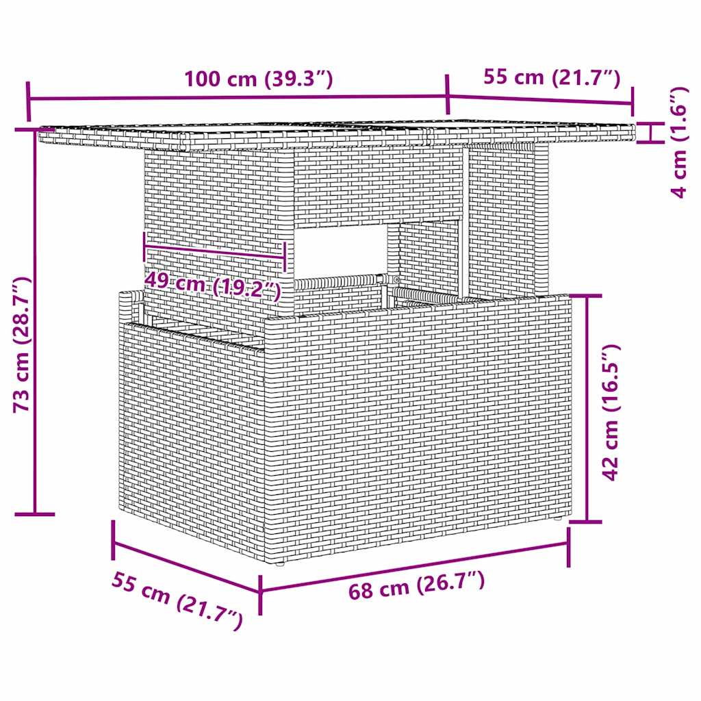 Gartensofa-set mit Speicher 8 pcs Schwarz und Creme Poly-Rattan
