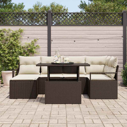 Garten-Sofa-Set mit Kissen 7 pcs Braun und Creme