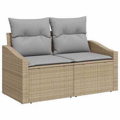 Garten-Sofa-Set mit Kissen 8 pcs Beige und Hellgrau Poly-Rattan