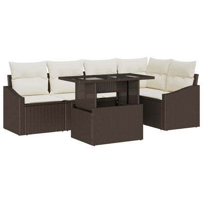 Garten-Sofa-Set mit Kissen mit Speicher 6 pcs Braun und Creme