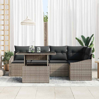 Garten-Sofa-Set mit Kissen mit Speicher 6 pcs Grau