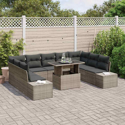 Gartensofa-set mit Kissen 10 pcs Grau Poly-Rattan