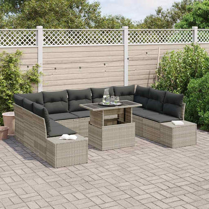 Garten-Sofa-Set mit Kissen mit Speicher 10 pcs Hellgrau